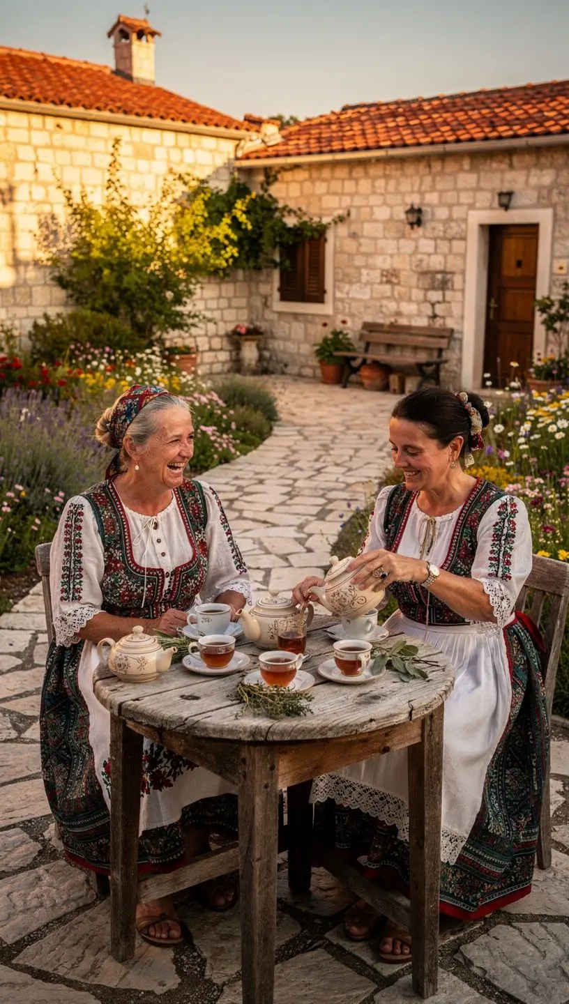 Zeleni čaj s medvjedicom i limunom u šalici na drvenom stolu.